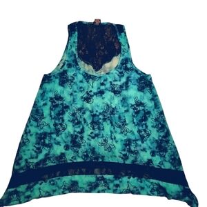 Disney Stitch Sheer Lace Sleeveless Blue Blouse Size Sm